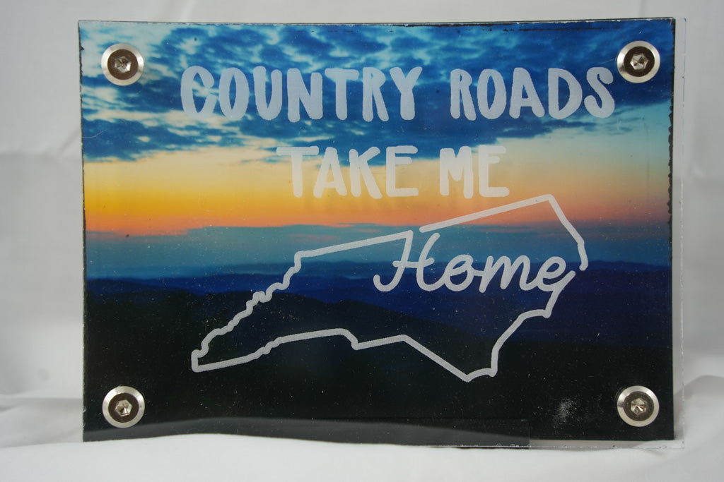 5x7 Mountain Sunrise w/ Country Roads Overlay