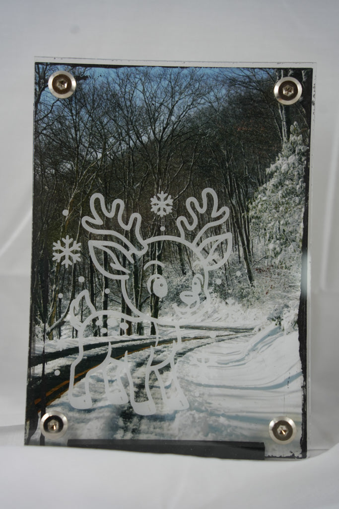 5x7 Snowy Road w' Reindeer Overlay