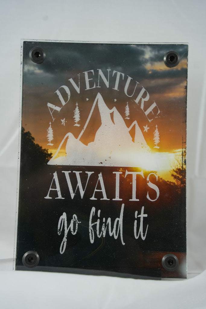 5x7 Mountain Sunrise w/ Adventure Awaits Overlay